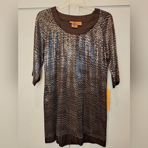 NWT Size 14 Tory Burch Dark Brown Sequin Cocktail Dress